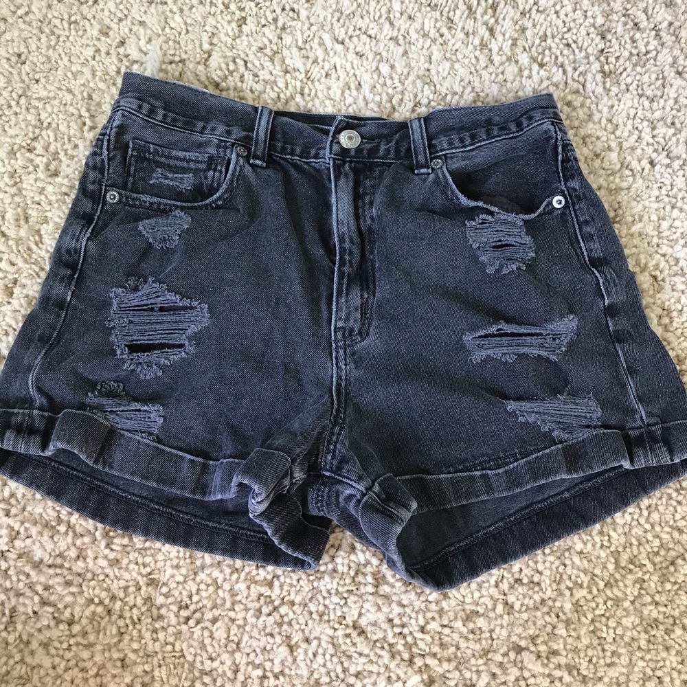 Black American Eagle Mom Shorts